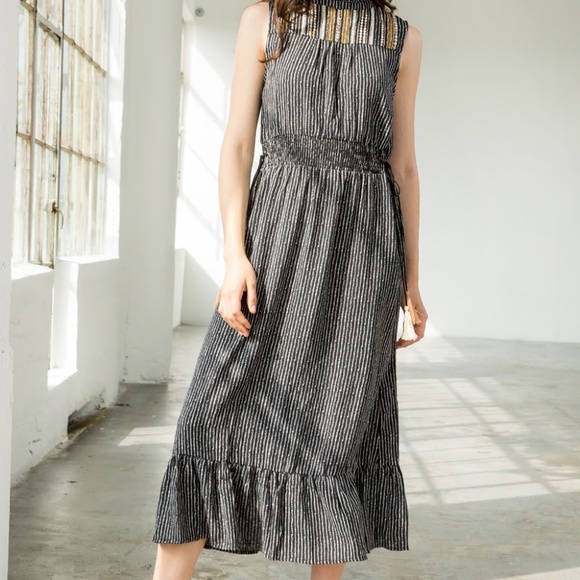 Last 1! NWT BOHO Embroidered Sleeveless Printed Midi Dress - Picture 6 of 13